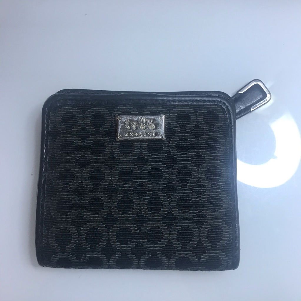 Black And Dark Grey Coach Wallet